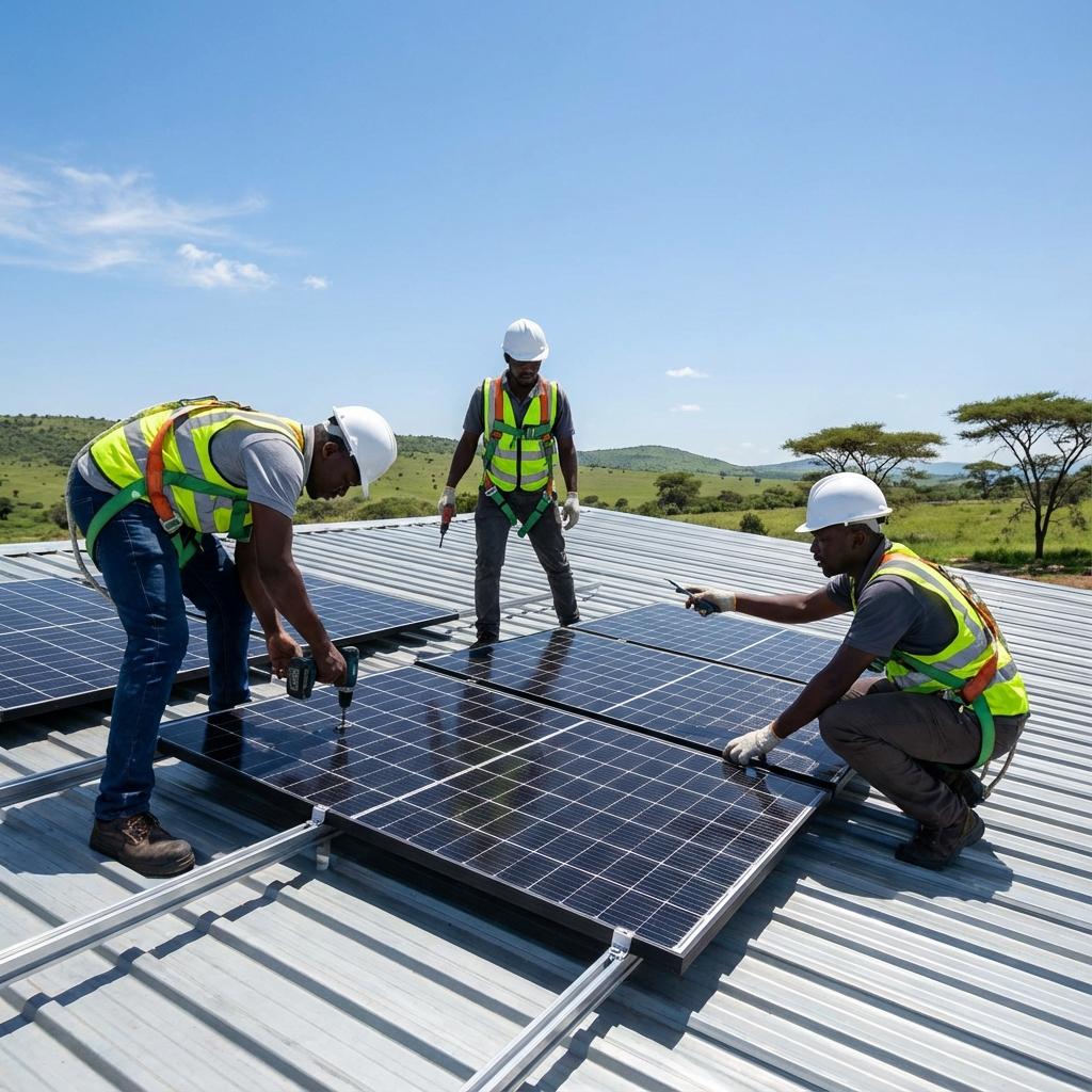Techies Kenya team on site for solar installation